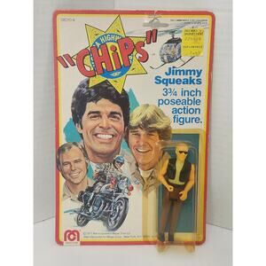 1977 CHiPs Jimmy Squeaks Mego 3.75 Poseable Action Figure Carded